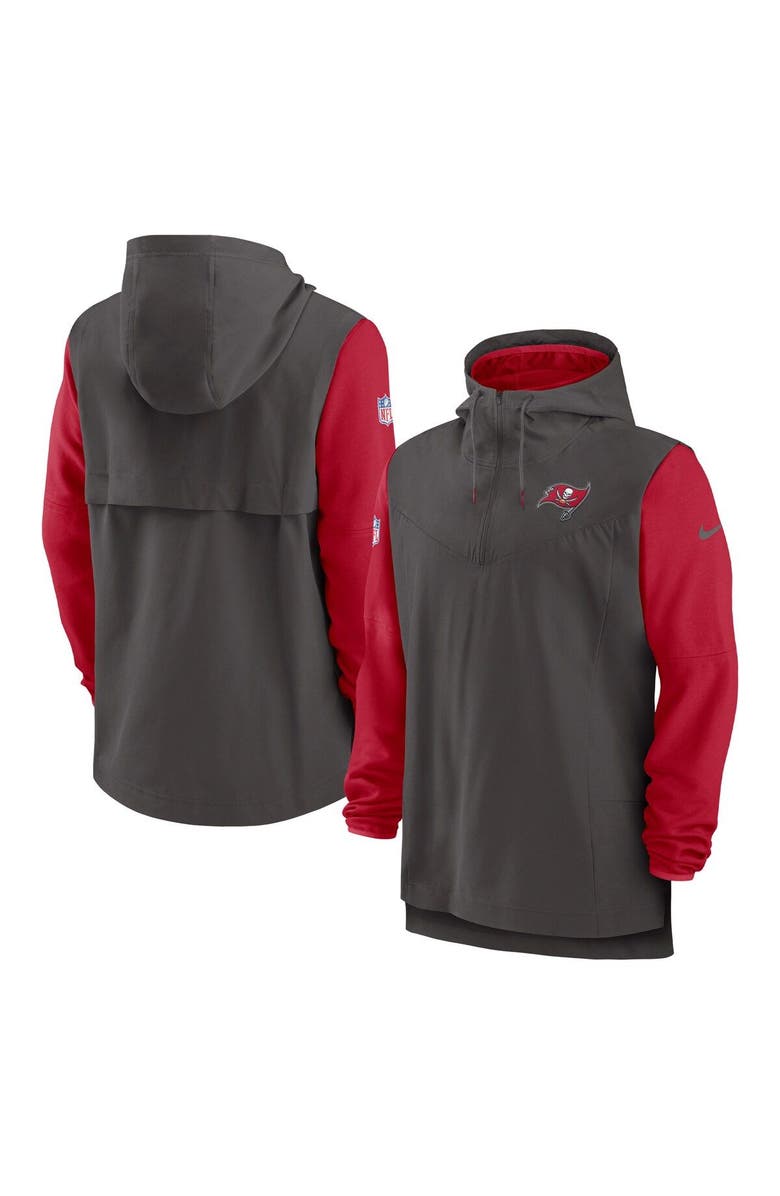 Nike Men's Nike Pewter/Red Tampa Bay Buccaneers Sideline Player Quarter-Zip Hoodie, Main, color, 