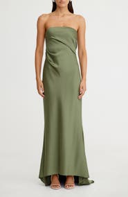 Significant Other Lucile Strapless Satin Gown with Train