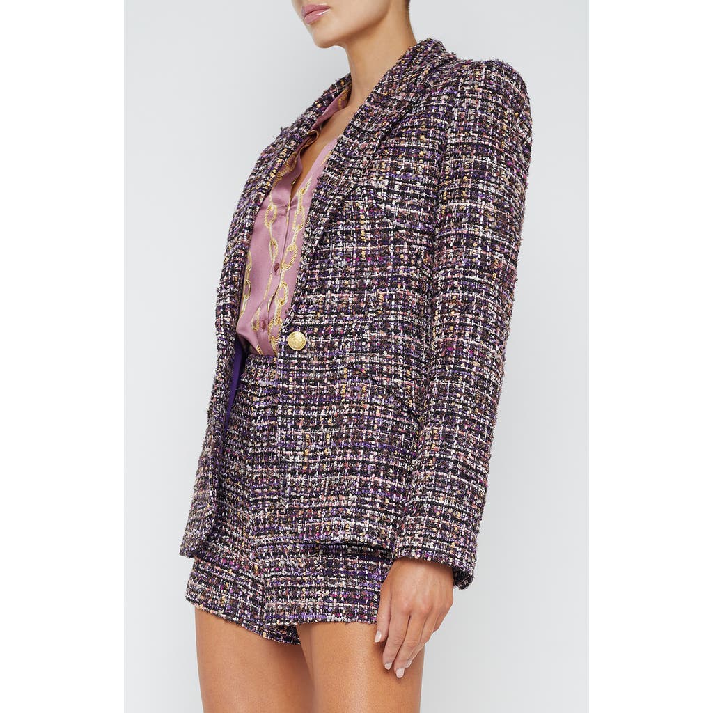 L'agence Chamberlain Tweed Blazer In Purple Multi Tweed