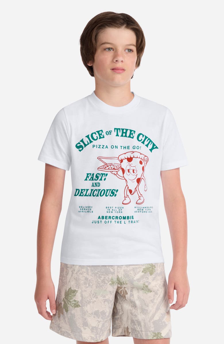 abercrombie kids Kids' Pizza Slice Graphic T-Shirt, Alternate, color, Bright White