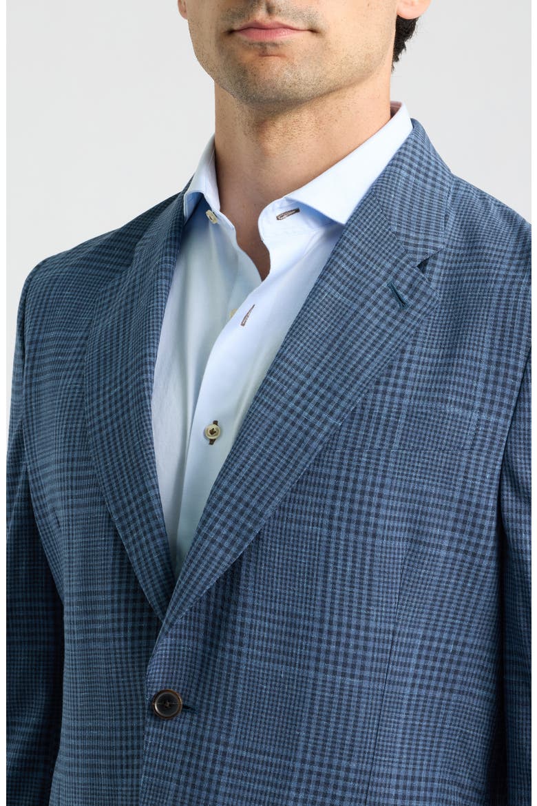Plaid Wool, Silk & Linen Sport Coat, Alternate, color, GREYISH BLUE