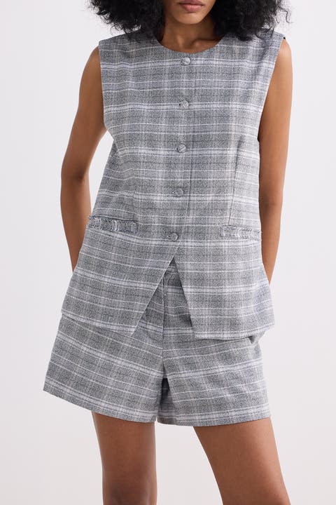Cotton Tweed Vest Jacket