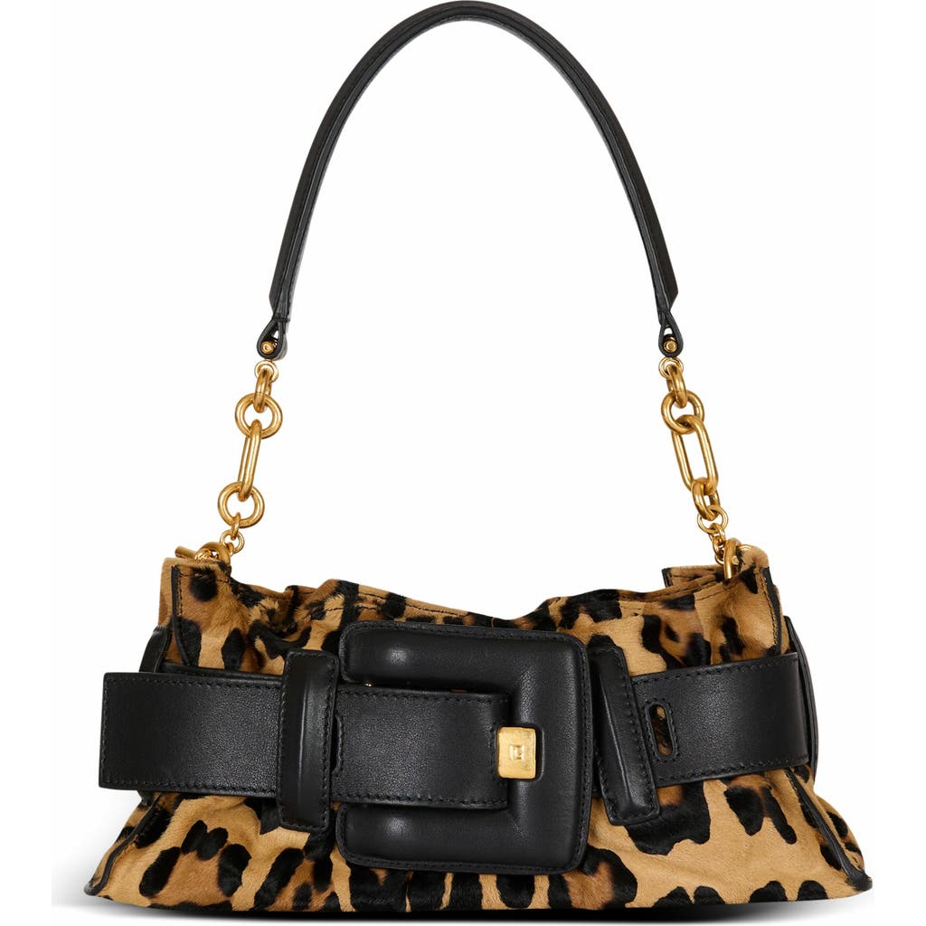 Balmain Anthem Mini Ponyskin-style Leopard Print Bag In Brown