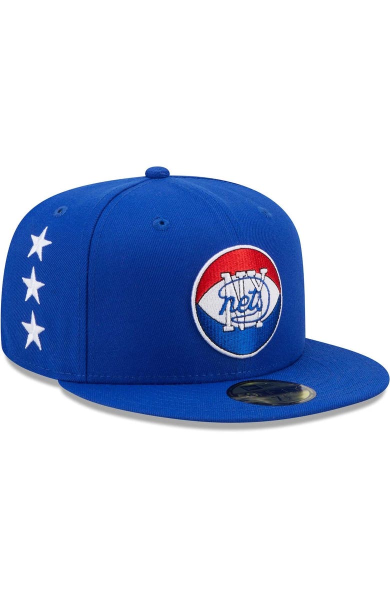 New Era Men's New Era Blue New York Nets Hardwood Classics Jersey Hook Classic 59FIFTY Fitted Hat, Main, color, 