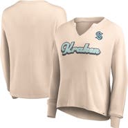 FANATICS Women's Fanatics Branded Oatmeal Seattle Kraken Go For It Notch Neck Waffle Knit Long Sleeve T-Shirt