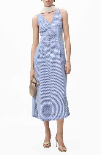 MANGO Prima Stripe Cotton Blend Midi Dress