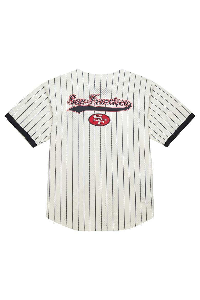 Men's Mitchell & Ness  Cream San Francisco 49ers Big & Tall Heavyweight Mesh Button-Up Fashion Jersey, Alternate, color, Cream