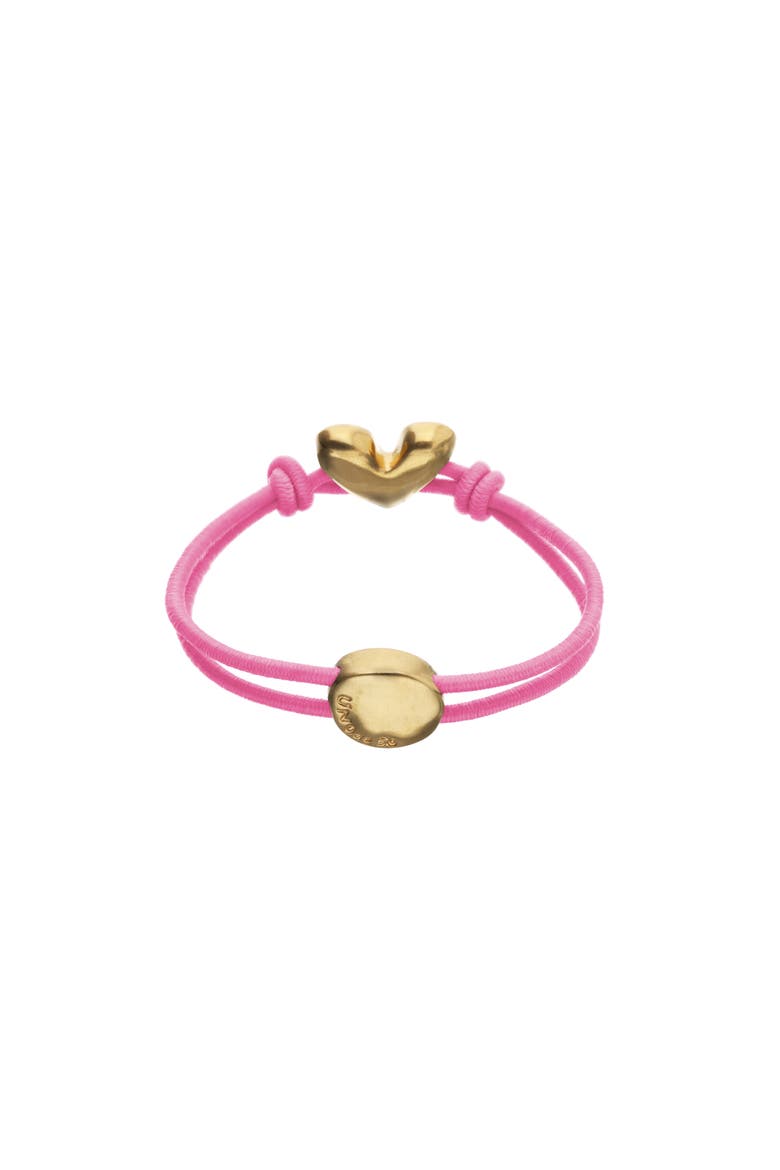 Elastic Thread Bracelet with 18K Gold-Plated Heart, Alternate, color, Pink