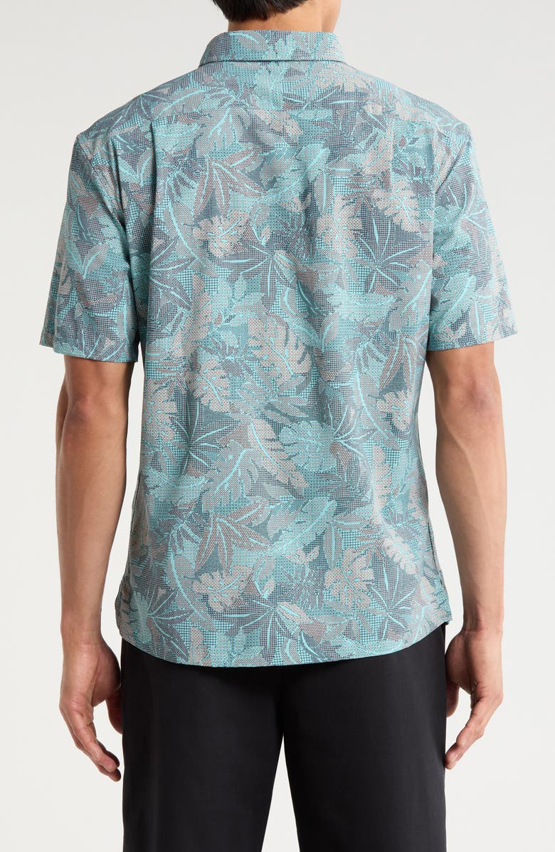 Tori Richard Aero Leaves Short Sleeve Button-Down Shirt, Alternate, color, Harbor