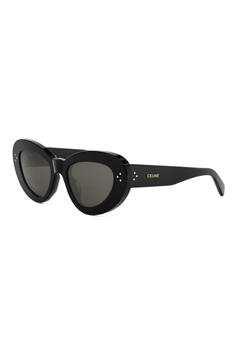 Bold 3 Dots 52mm Cat Eye Sunglasses, Alternate, color, SHINY BLACK / SMOKE