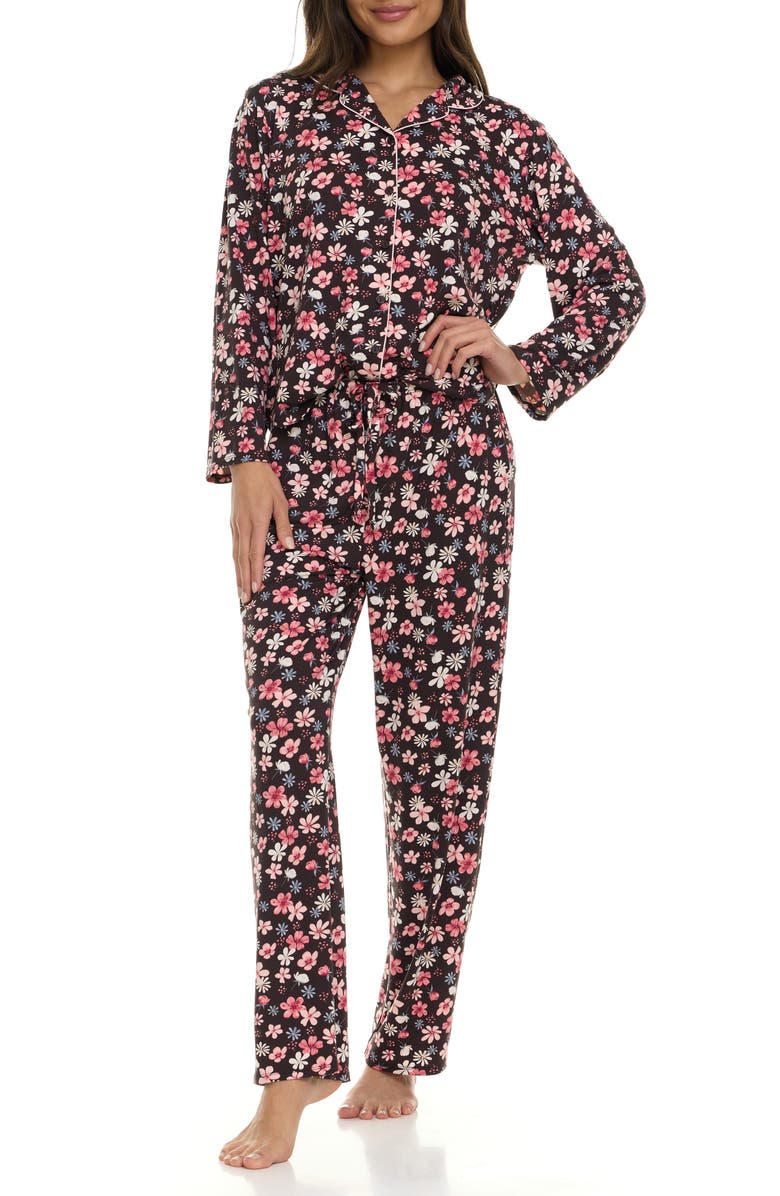 Flora By Flora Nikrooz Lindsey Collared Knit Pajamas, Alternate, color, Coffee