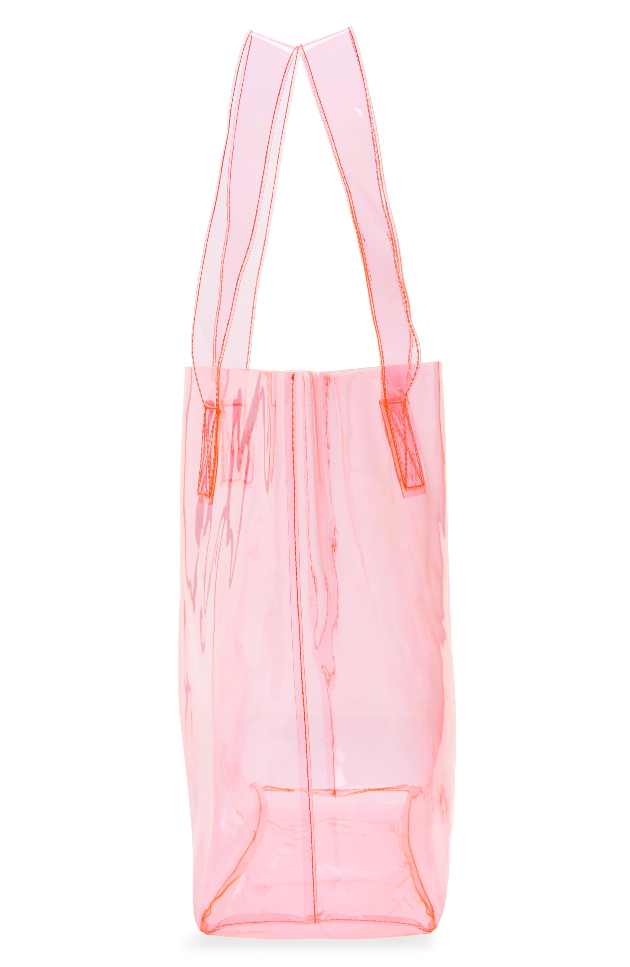 Large Clear Carryall Tote, Alternate, color, NEON PINK