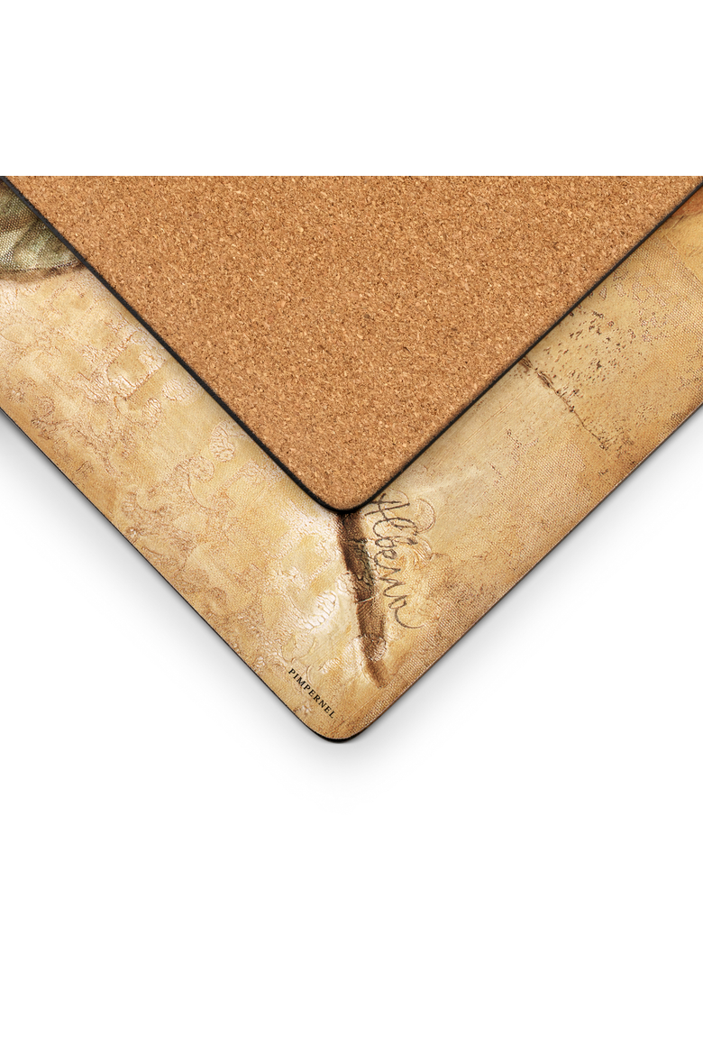 Sugar Magnolia Set of 4 Cork Back Placemats, Alternate, color, Beige