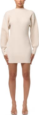 Naked Wardrobe Long Sleeve Rib Knit Minidress