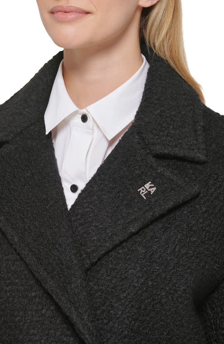 KARL LAGERFELD PARIS Double Breasted Long Wool Blend Coat, Alternate, color,