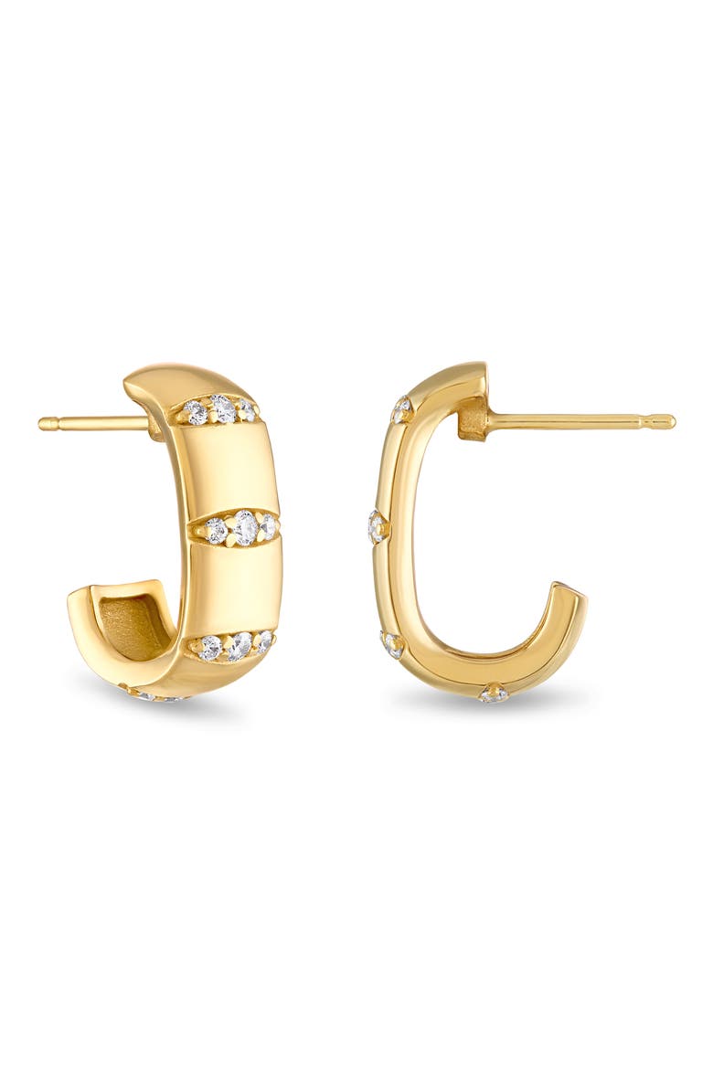 Veda Squared Diamond Hoop Earrings, Alternate, color, YELLOW GOLD