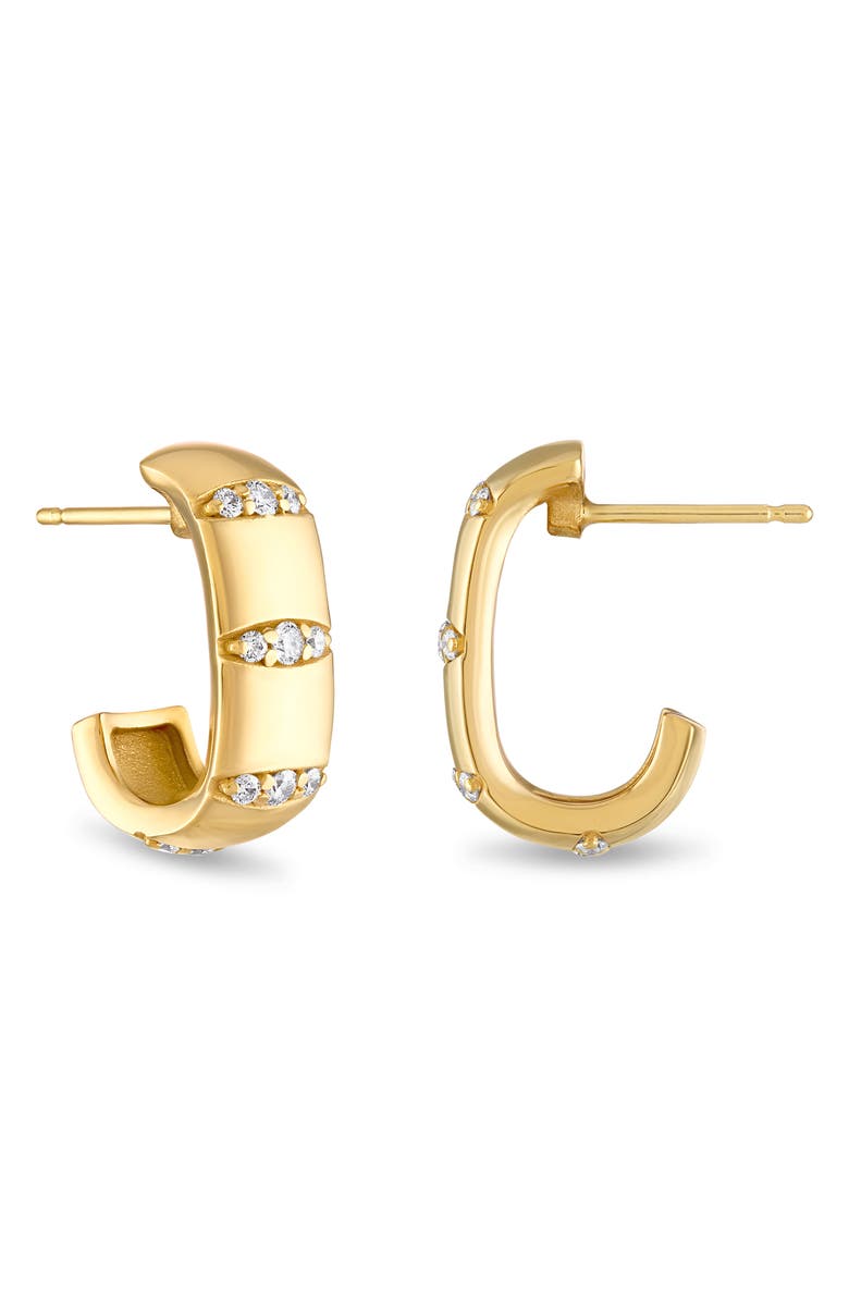 Pamela Zamore Veda Squared Diamond Hoop Earrings, Alternate, color, Yellow Gold