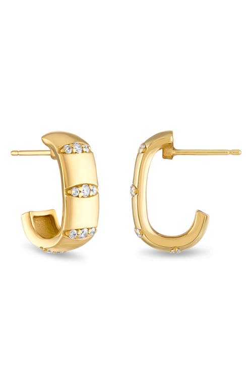 Pamela Zamore Veda Squared Diamond Hoop Earrings In Gold