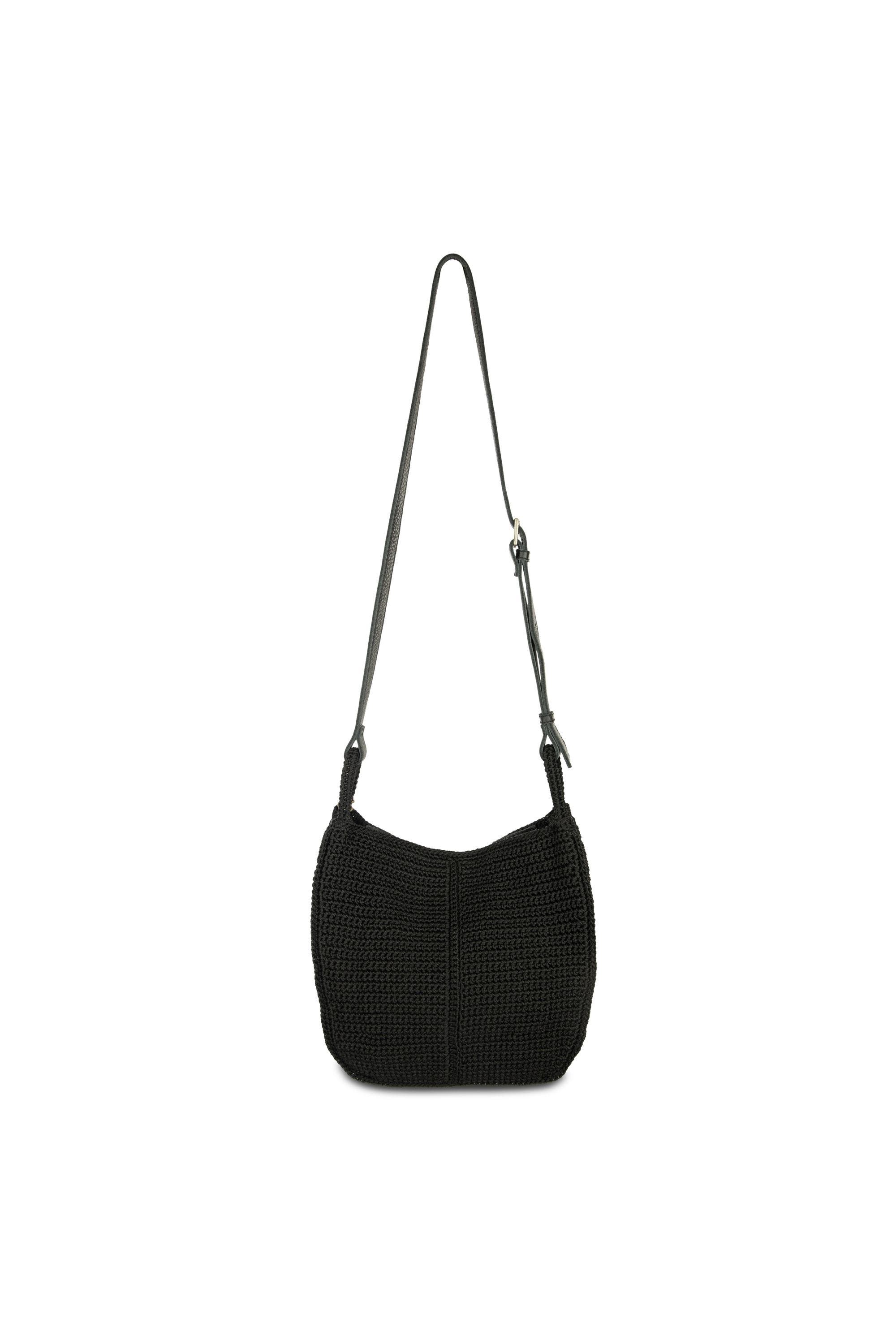 The Sak Los Feliz Crossbody Leather Bag, Alternate, color, Black Crochet