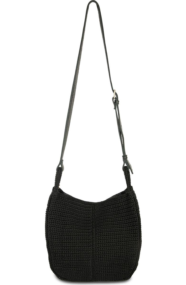 The Sak Los Feliz Crossbody Leather Bag, Alternate, color, Black Crochet