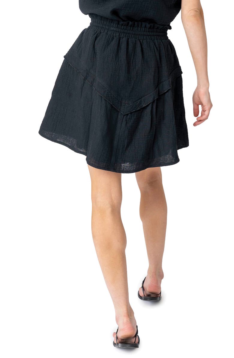 GIBSONLOOK Ruffle Cotton Gauze Drawstring Skirt, Alternate, color, Black