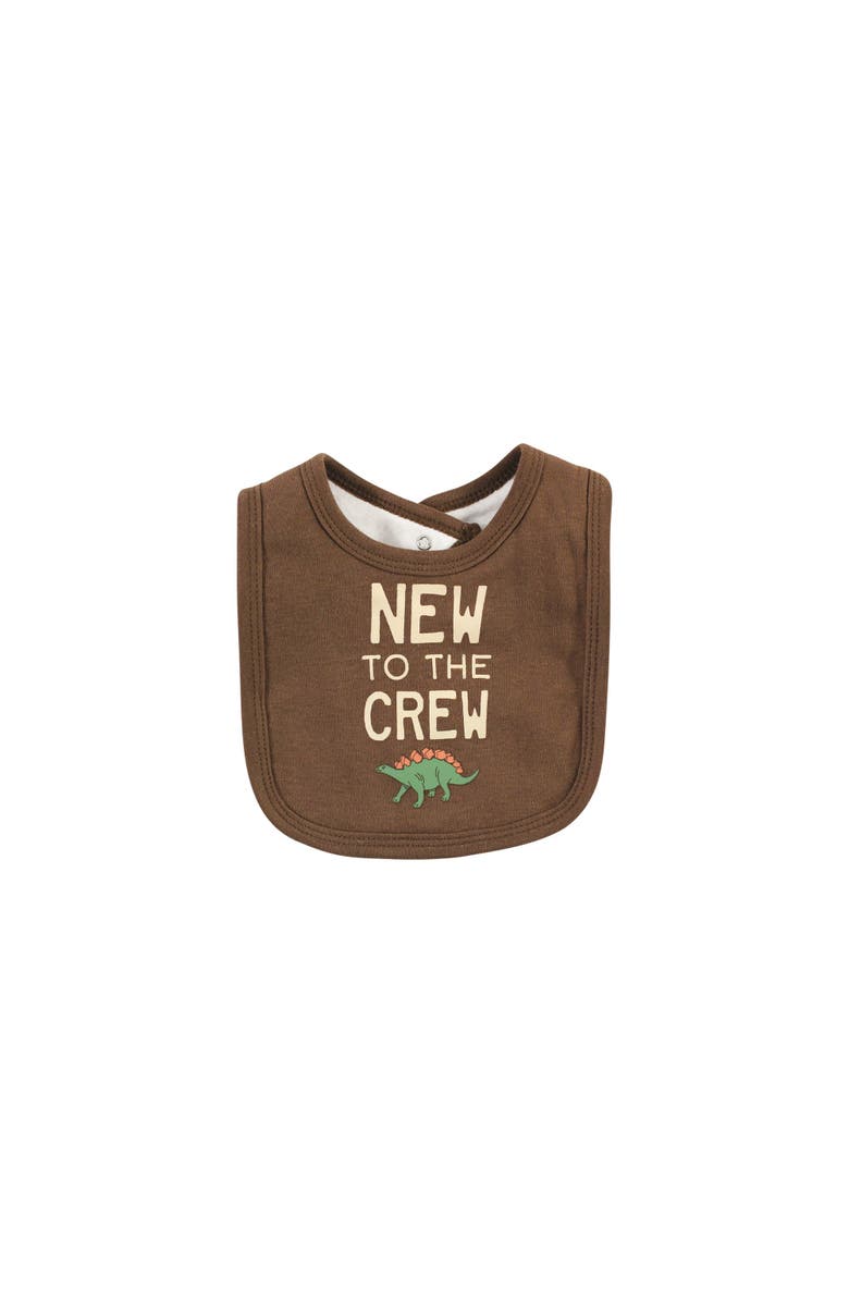 Hudson Baby Cotton Bodysuit, Pant and Bib Set, Alternate, color, Dinosaur Adventures