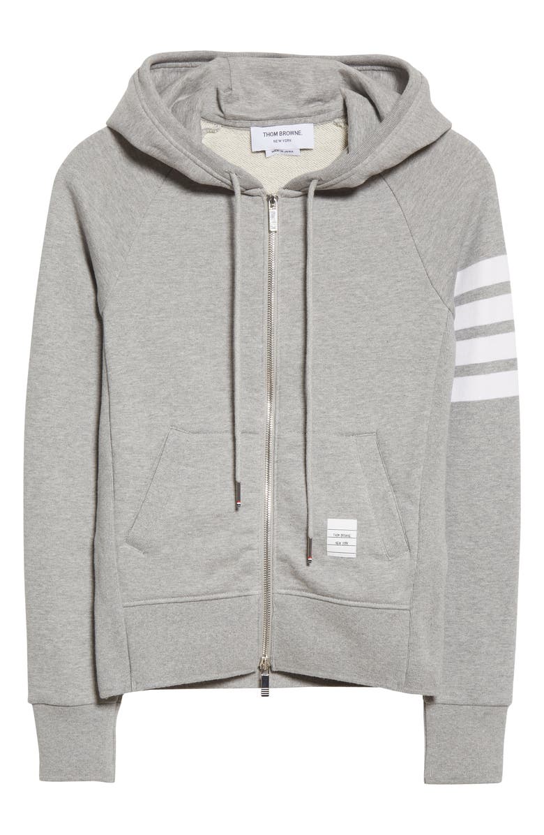 Thom Browne 4-Bar Cotton Hoodie, Alternate, color, Light Grey