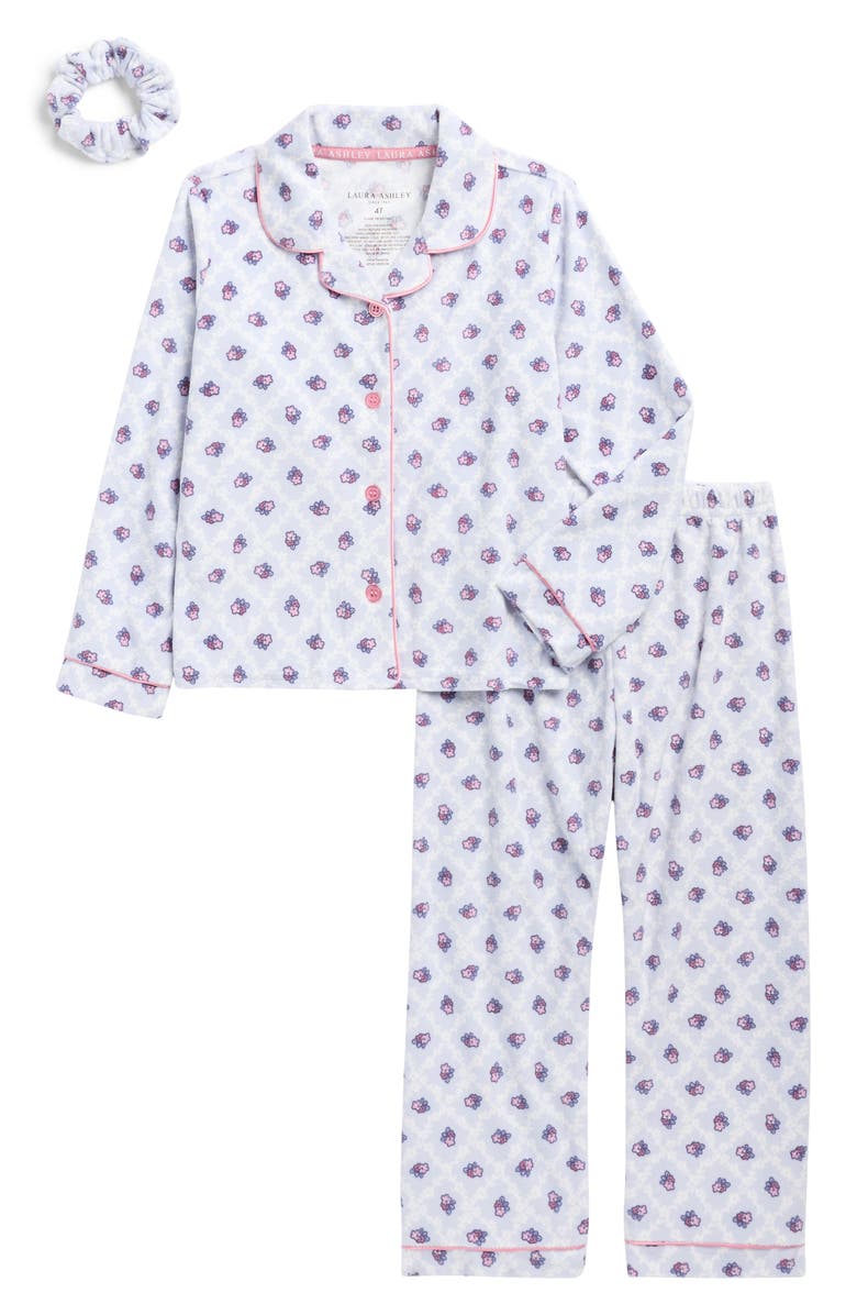 Laura Ashley Velour Two-Piece Pajamas & Scrunchie Set, Main, color, Mauve Floral