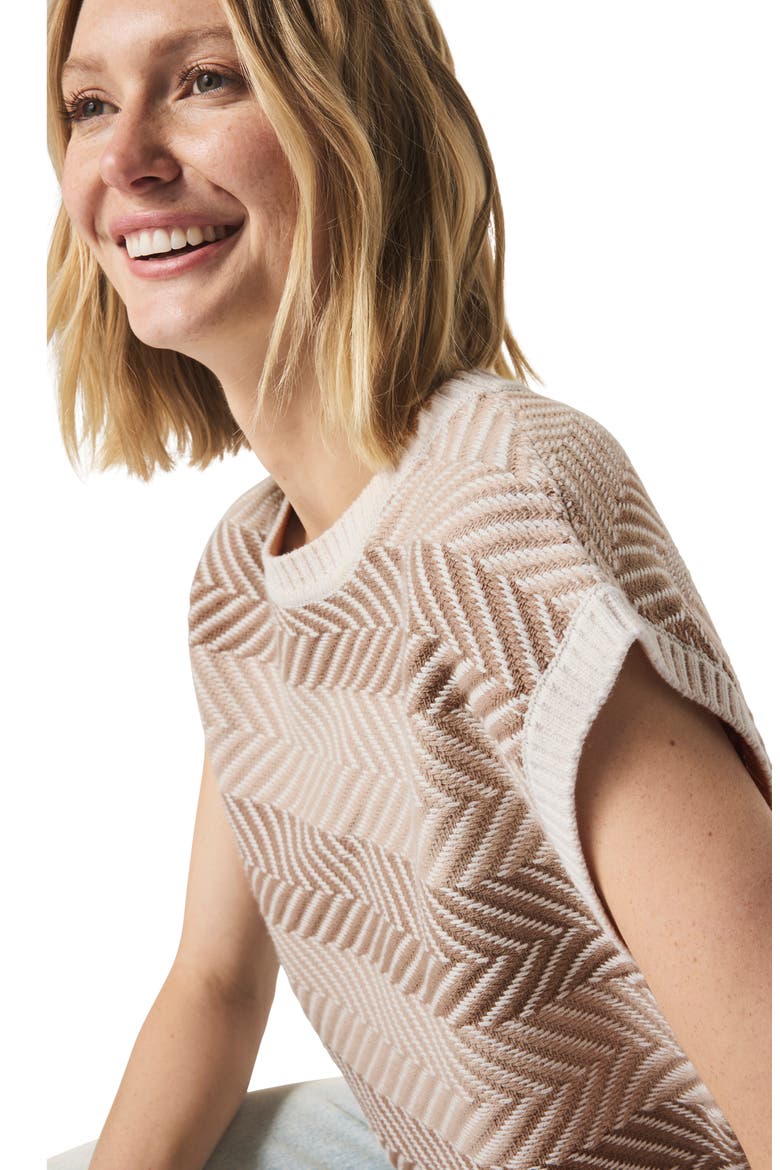 Mary Kate Chevron Stripe Short Sleeve Sweater, Alternate, color, NEUTRAL MULTI