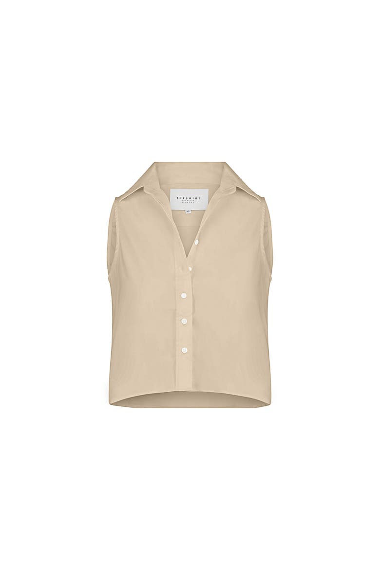The Boxy Cropped Sleeveless Shirt, Alternate, color, Taupe