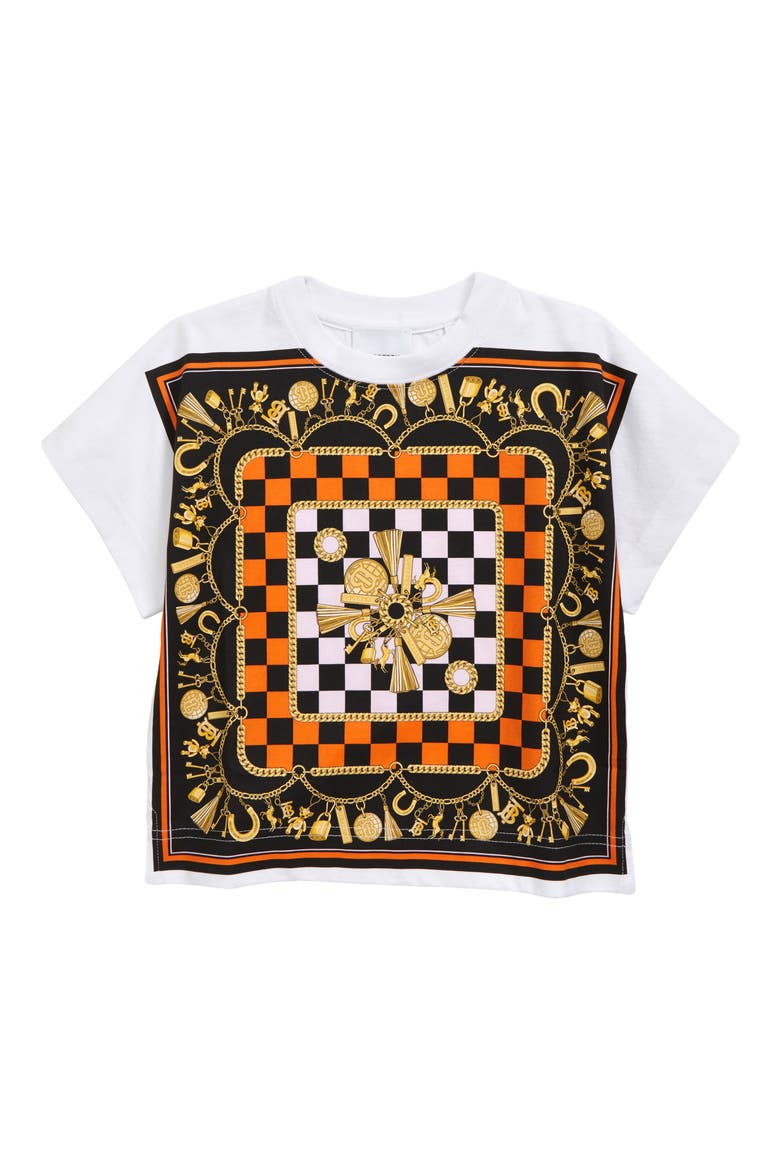 Kids' Scarf Print Graphic Tee, Main, color, WHITE