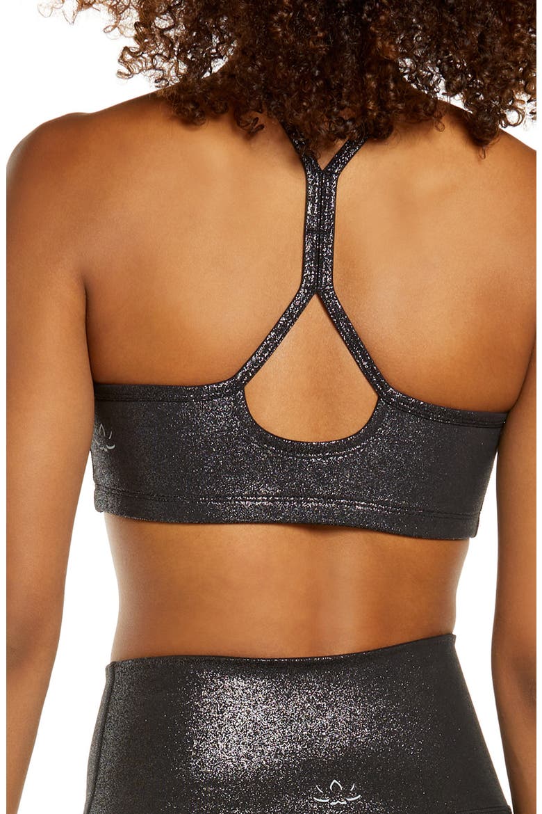 Twinkle Slim Racerback Sports Bra, Alternate, color, BLACK-SILVER TWINKLE