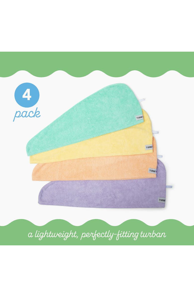 TURBIE TWIST 4 Pack Microfiber Hair Towel, Straight, Wavy, Curly Hair, Alternate, color, Purple