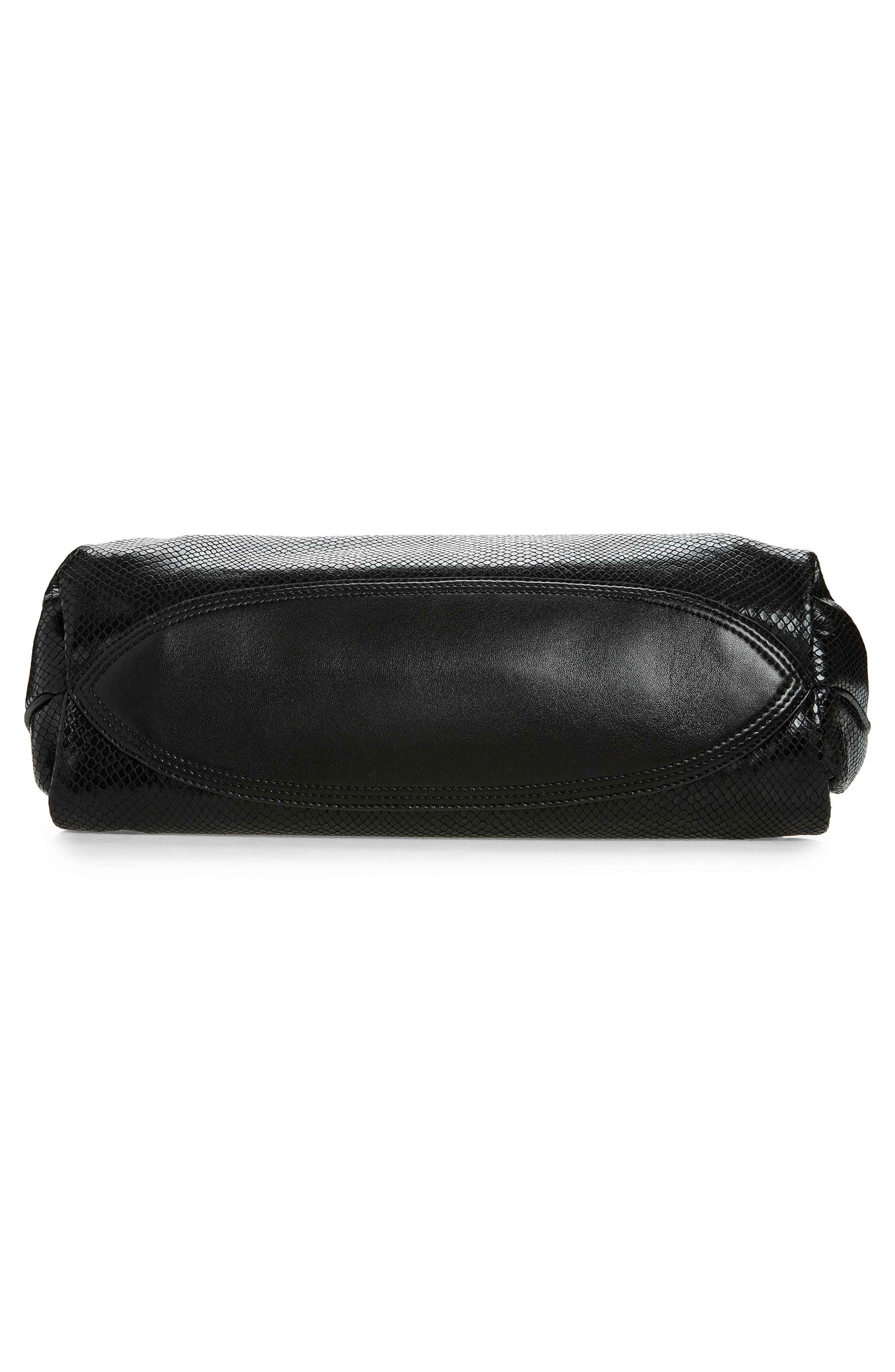 Elaphe Snake Embossed Leather Shoulder Bag, Alternate, color, BLACK 900