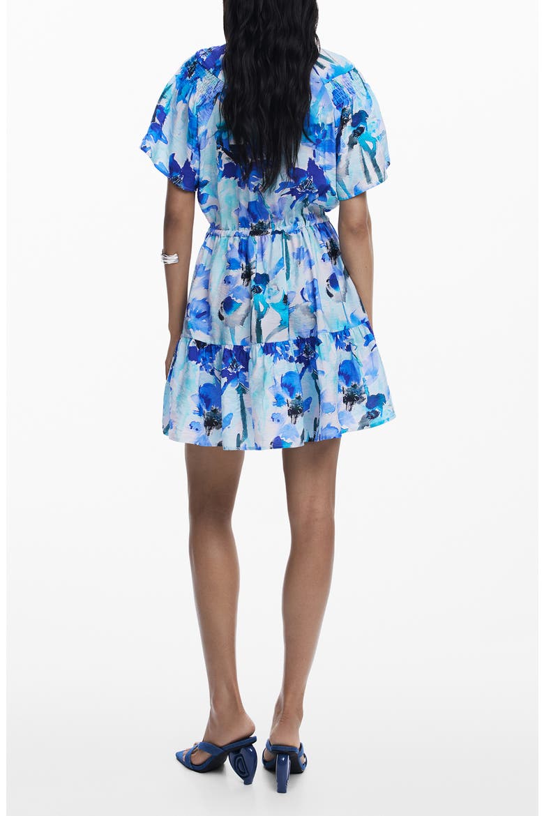 Print Short Sleeve Minidress, Alternate, color, BLUE