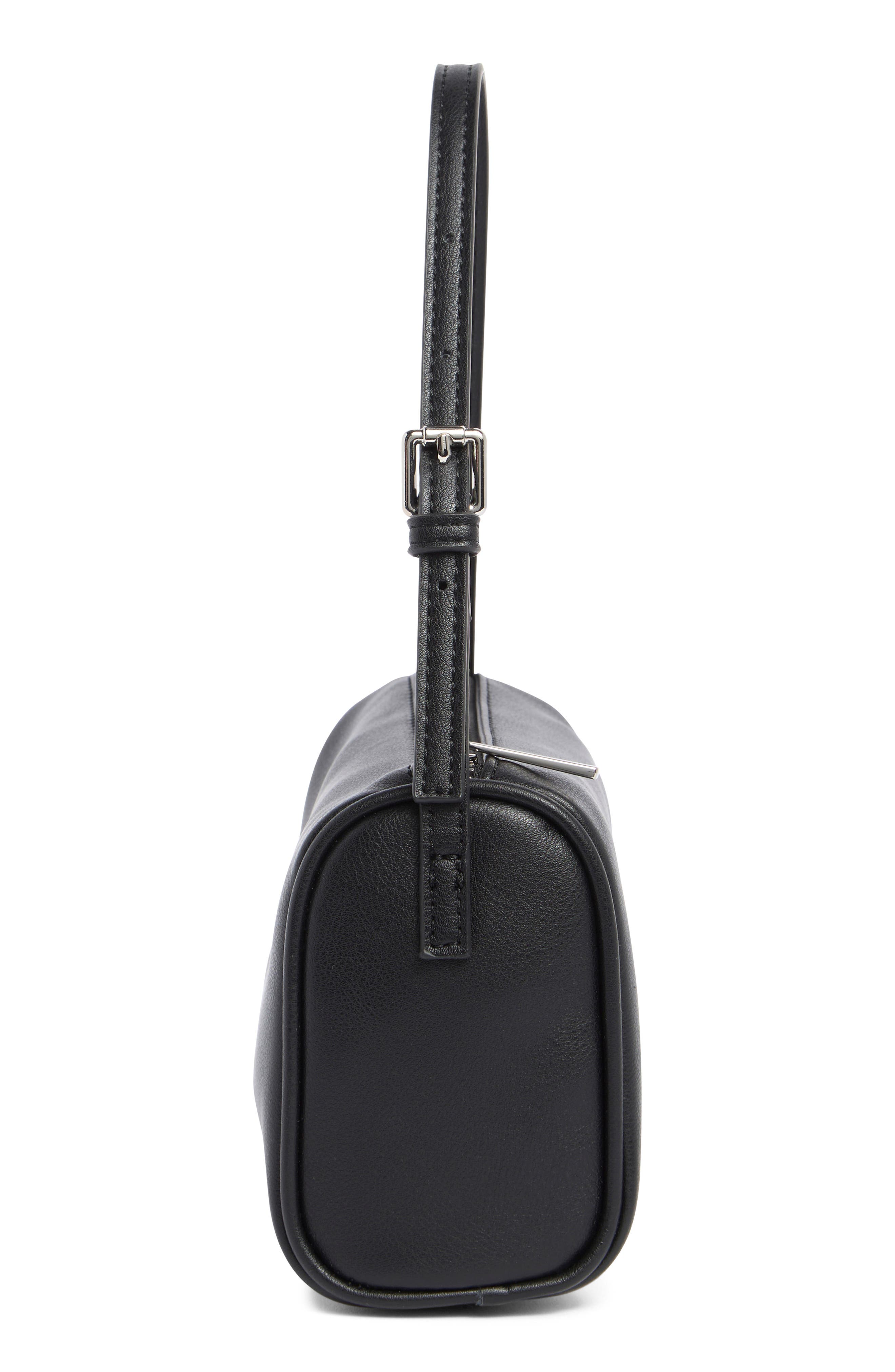 BCBG Barrel Faux Leather Shoulder Bag, Alternate, color, Black