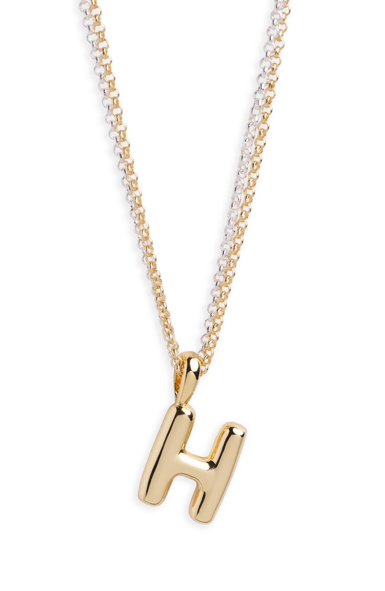 ARGENTO VIVO Puffy H Initial Pendant Necklace, Main, color, Two Tone