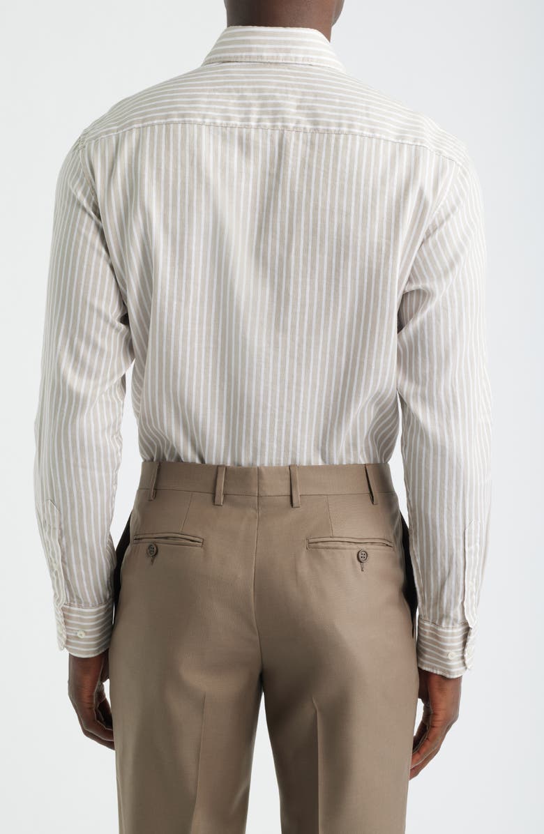 1863 by Eterna Soft Luxury Modern Fit Stripe Non-Iron Dress Shirt, Alternate, color, Beige