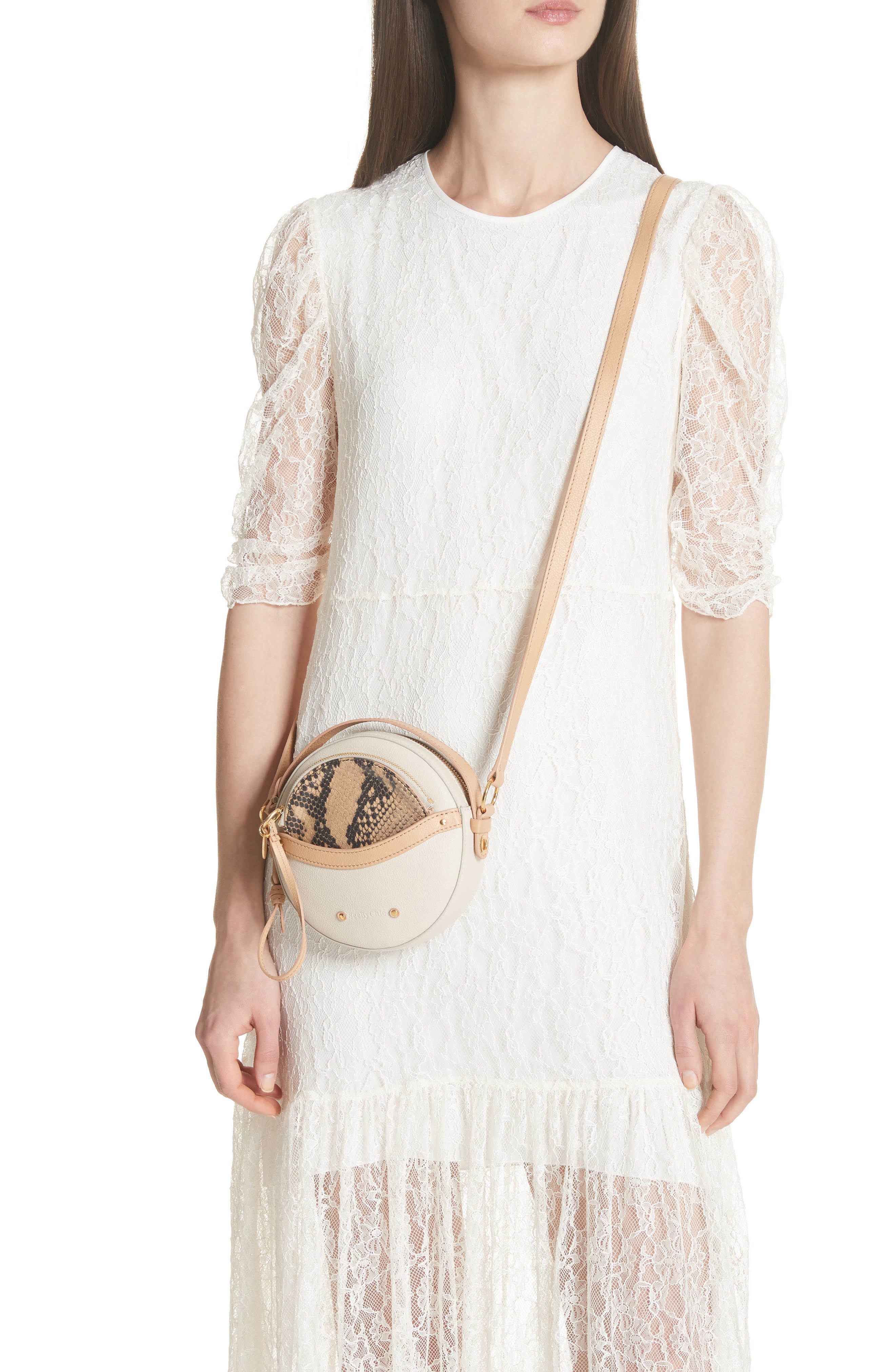 See by Chloé Rosy Mini Leather Crossbody Bag with Faux Snakeskin, Alternate, color, 