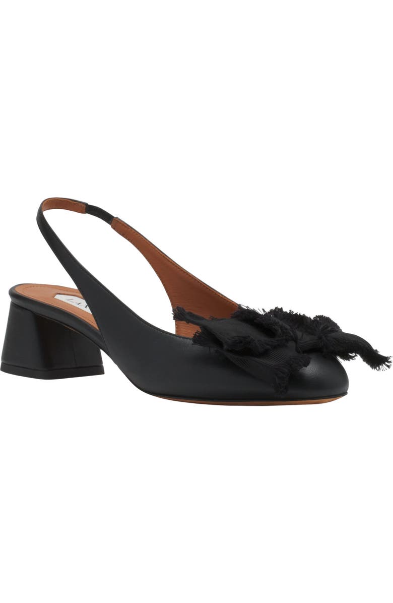 Lanvin Leather Heeled Slingback Ballerina, Alternate, color, Black