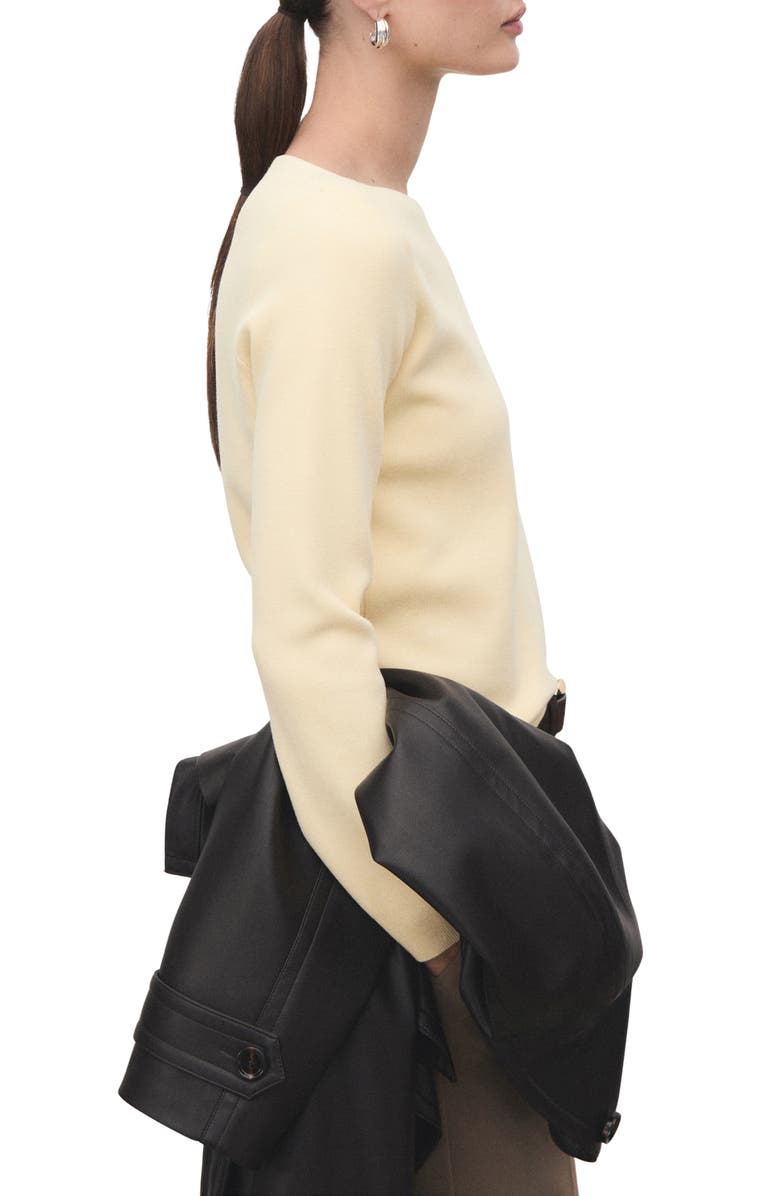 MANGO Fine Gauge Crewneck Sweater, Alternate, color, Vanilla