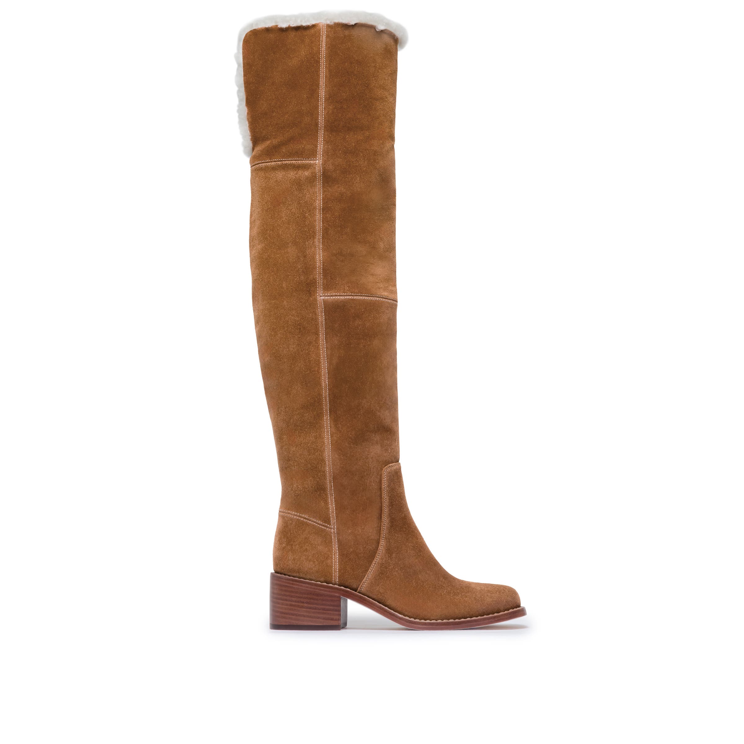 Bernardo 1946 Footwear Brix Shearling Over The Knee Boot, Alternate, color, Caramel