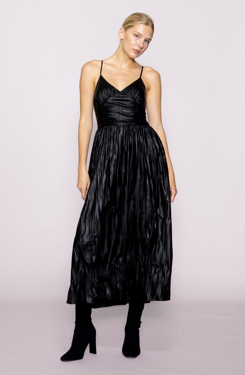 MELLODAY Faux Leather Dress, Alternate, color, Black Solid