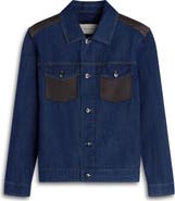 Bugatchi Leather Trim Denim Trucker Jacket