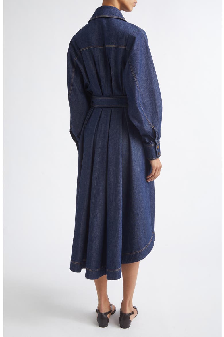 Belted Long Sleeve Denim Shirtdress, Alternate, color, HARBOUR BLUE