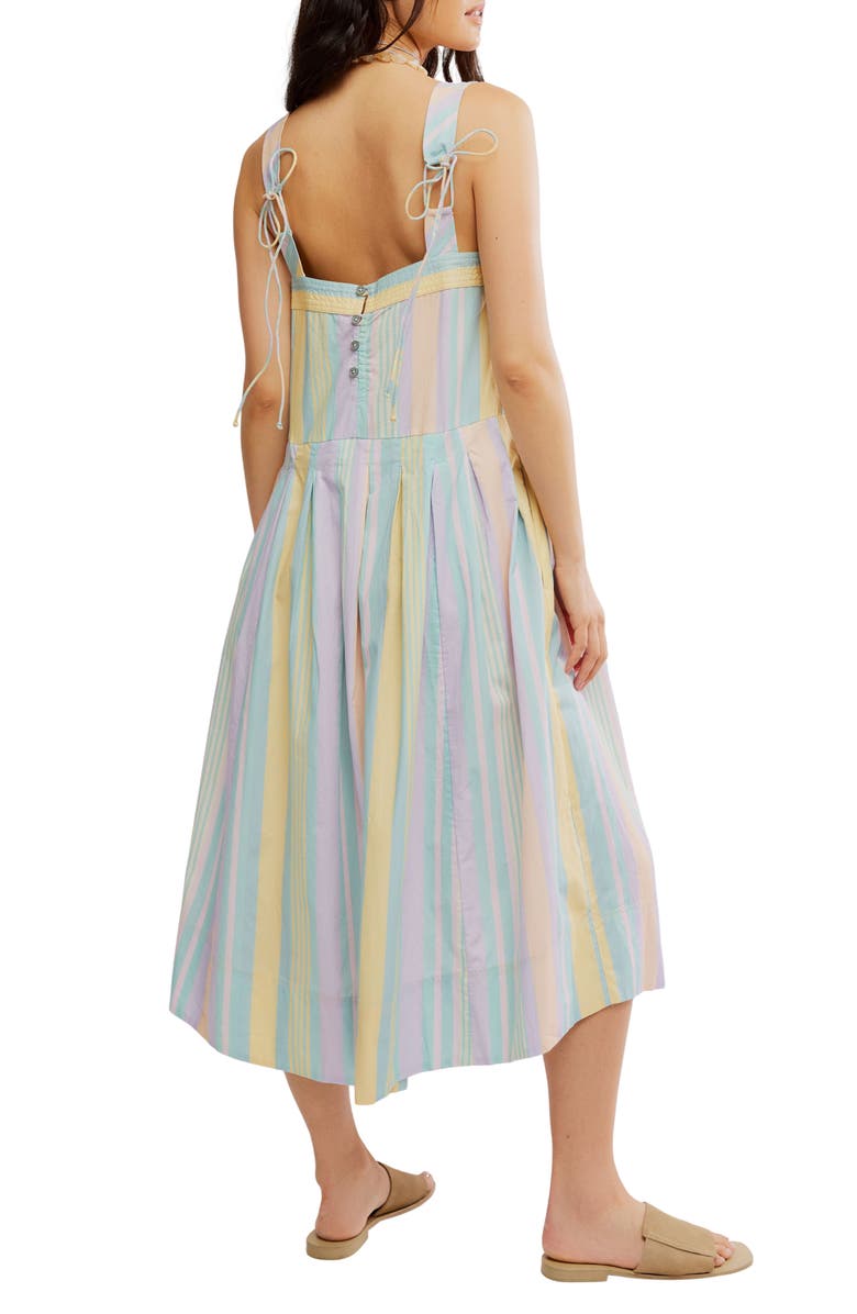Free People Primavera Stripe Cotton Midi Dress, Alternate, color, Pastel Combo