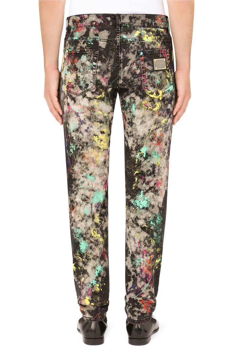 Dolce&Gabbana Marble Print Ripped Skinny Jeans, Alternate, color,