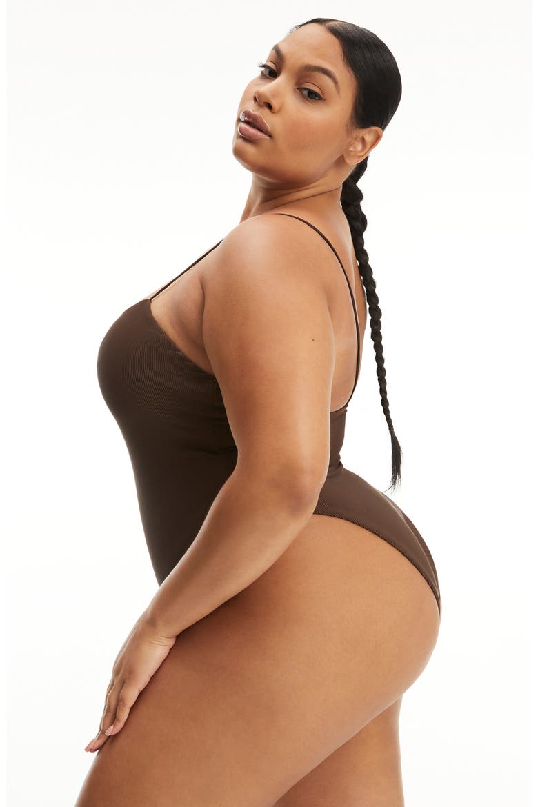 '90s Rib One-Piece Swimsuit, Alternate, color, CHOCOLATE003