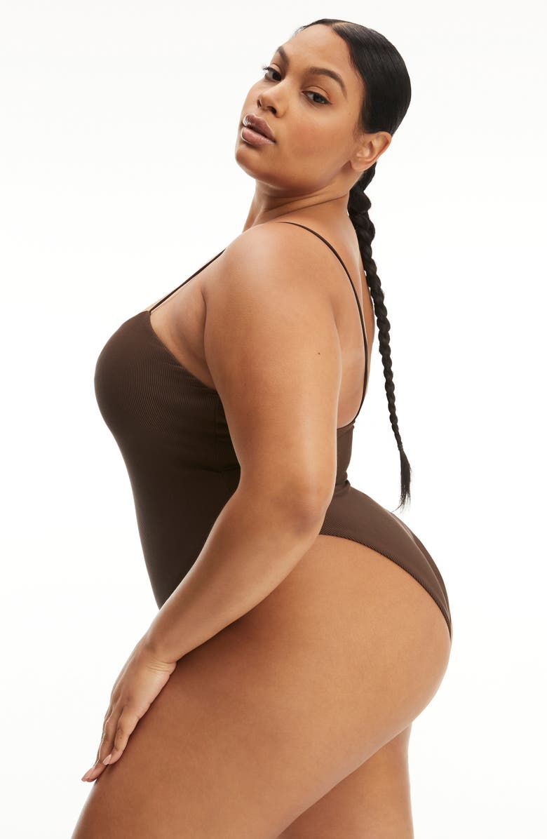 Good American '90s Rib One-Piece Swimsuit, Alternate, color, 