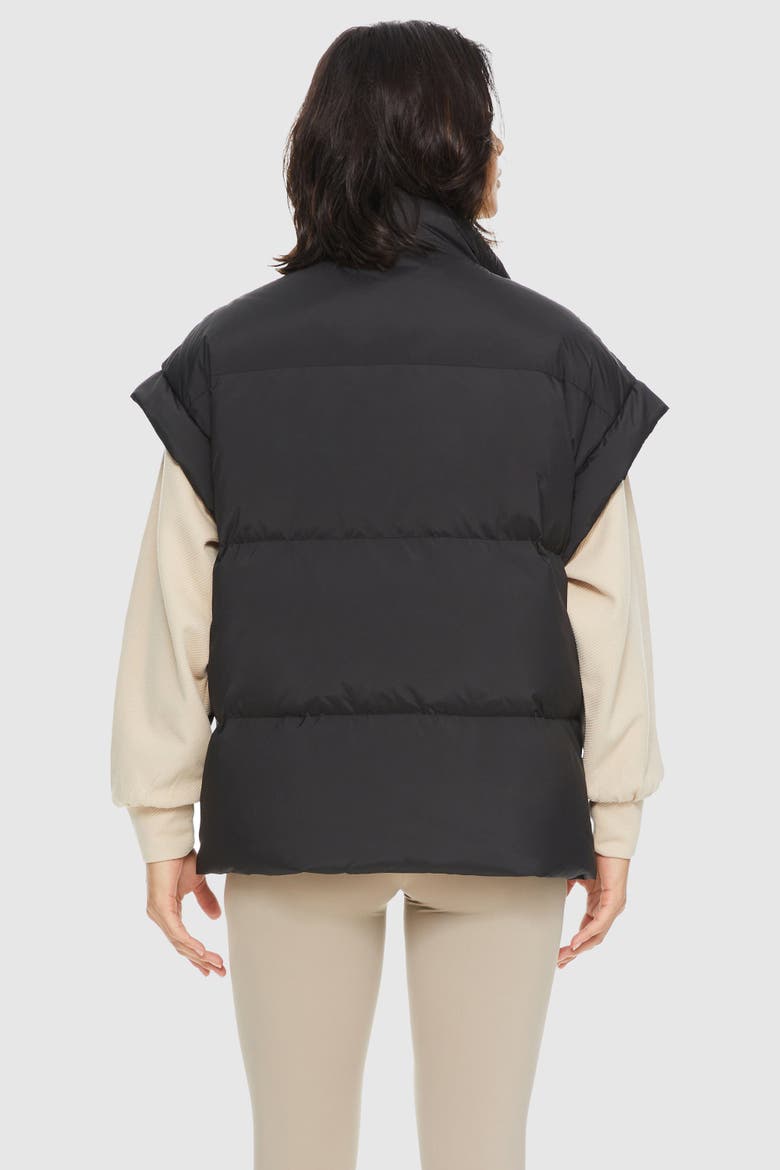 Oversized Sleeveless Classic Puffer Vest, Alternate, color, Black